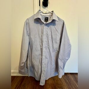 Jos. A. Bank Men's Light Blue and White Mini Check Button-Up Shirt